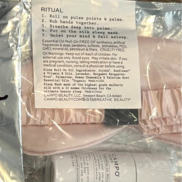 NEW CAMPO SLEEP Roll-On + Blush Silk Sleep Mask Blush Kit - Picture 4 of 4